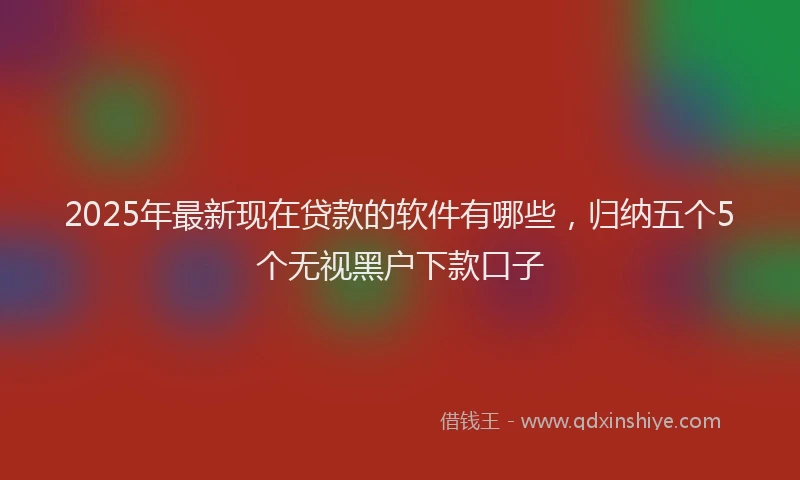 2025年最新现在贷款的软件有哪些，归纳五个5个无视黑户下款口子