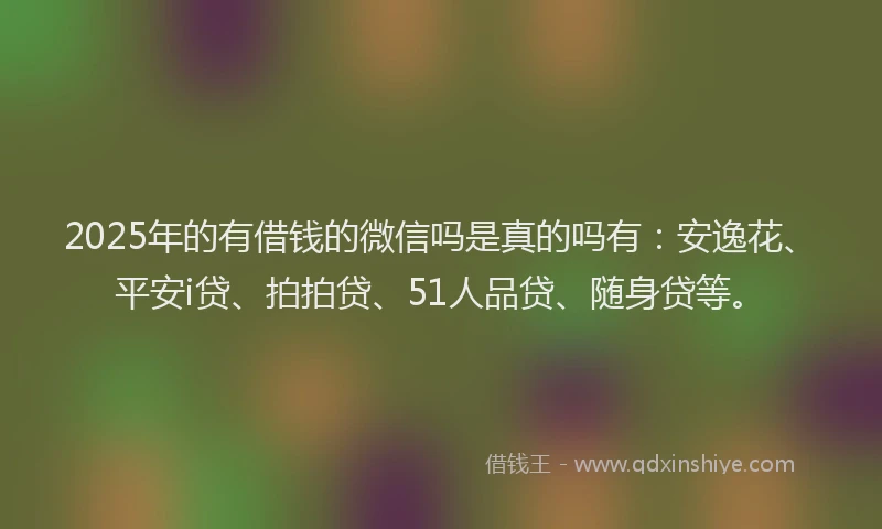 2025年的有借钱的微信吗是真的吗有：安逸花、平安i贷、拍拍贷、51人品贷、随身贷等。