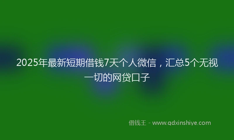 2025年最新短期借钱7天个人微信，汇总5个无视一切的网贷口子