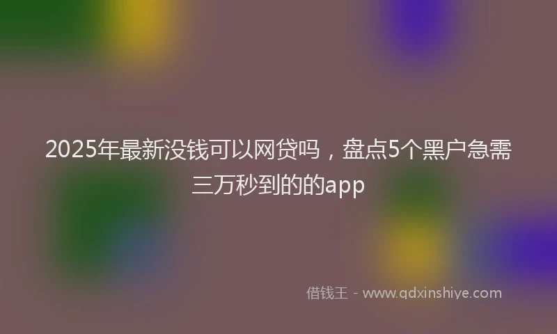 2025年最新没钱可以网贷吗，盘点5个黑户急需三万秒到的的app