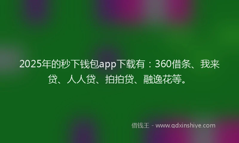 2025年的秒下钱包app下载有：360借条、我来贷、人人贷、拍拍贷、融逸花等。