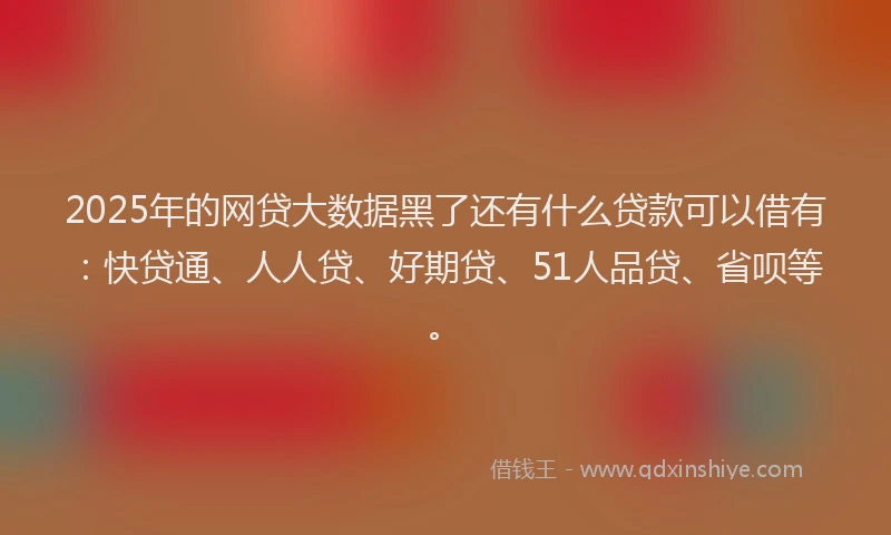 2025年的网贷大数据黑了还有什么贷款可以借有：快贷通、人人贷、好期贷、51人品贷、省呗等。