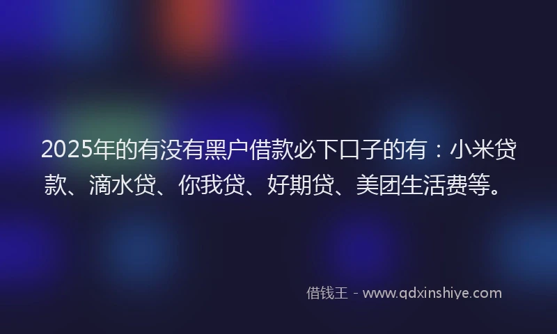 2025年的有没有黑户借款必下口子的有：小米贷款、滴水贷、你我贷、好期贷、美团生活费等。
