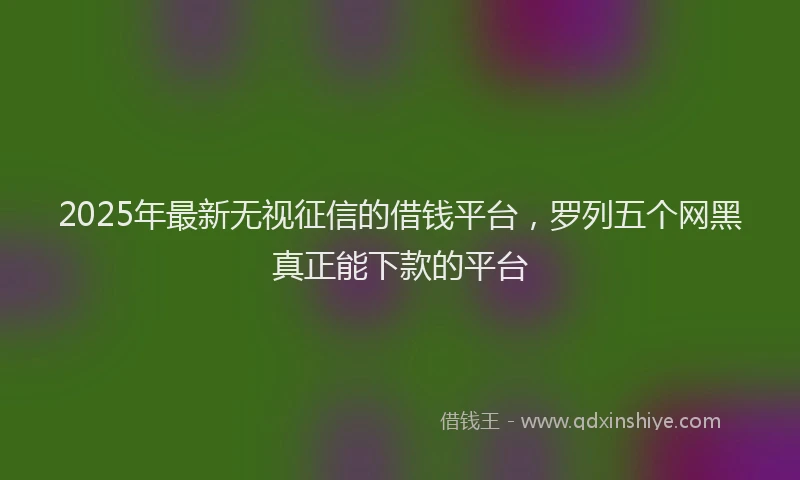 2025年最新无视征信的借钱平台，罗列五个网黑真正能下款的平台