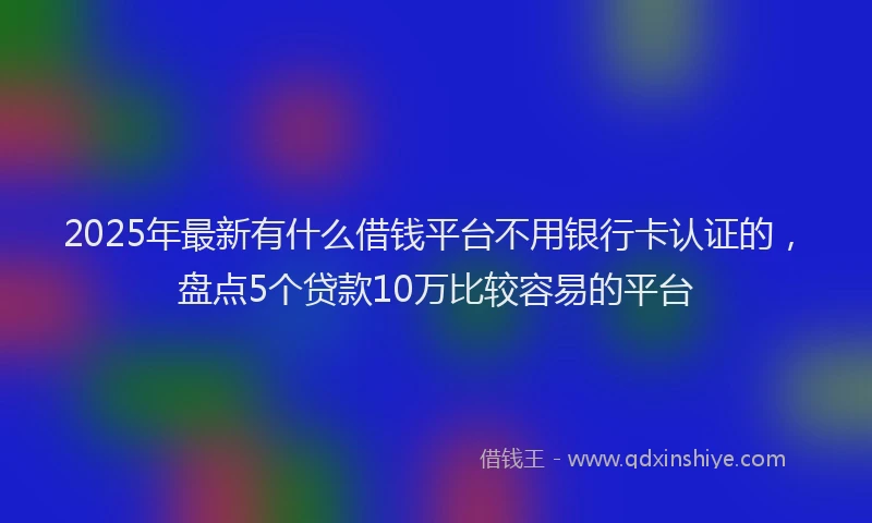 2025年最新有什么借钱平台不用银行卡认证的，盘点5个贷款10万比较容易的平台