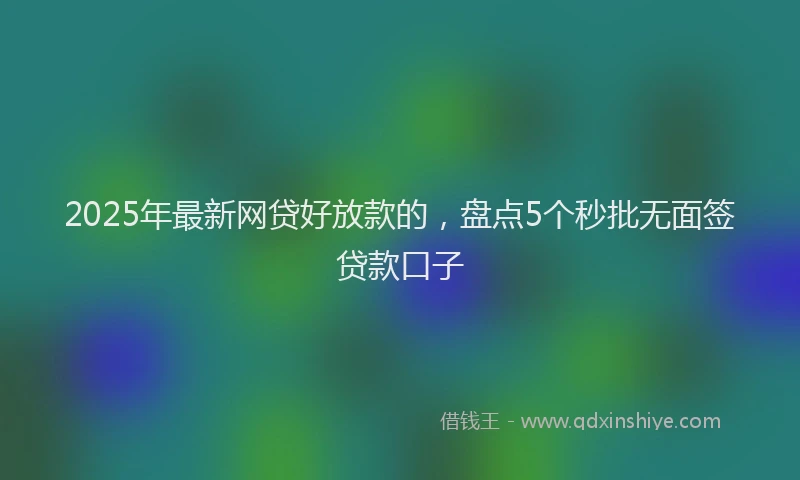2025年最新网贷好放款的，盘点5个秒批无面签贷款口子