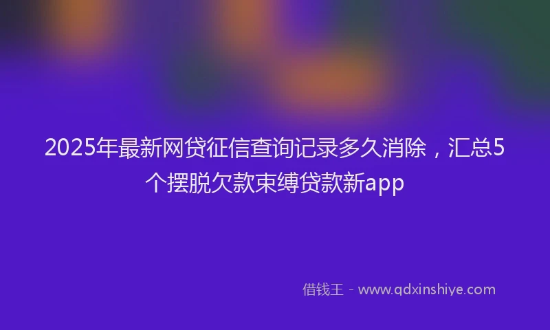 2025年最新网贷征信查询记录多久消除，汇总5个摆脱欠款束缚贷款新app