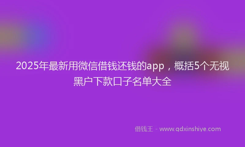 2025年最新用微信借钱还钱的app，概括5个无视黑户下款口子名单大全