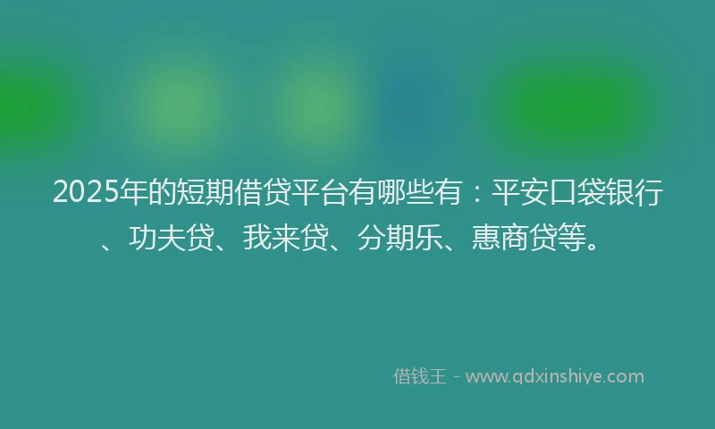 2025年的短期借贷平台有哪些有：平安口袋银行、功夫贷、我来贷、分期乐、惠商贷等。