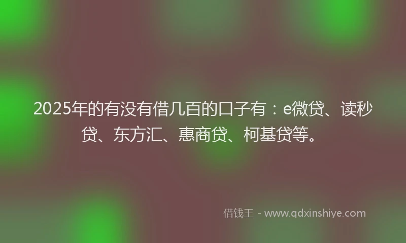 2025年的有没有借几百的口子有：e微贷、读秒贷、东方汇、惠商贷、柯基贷等。