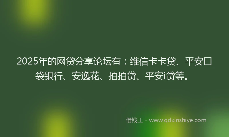 2025年的网贷分享论坛有：维信卡卡贷、平安口袋银行、安逸花、拍拍贷、平安i贷等。
