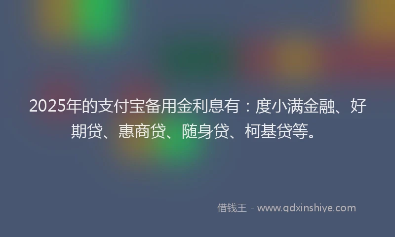 2025年的支付宝备用金利息有：度小满金融、好期贷、惠商贷、随身贷、柯基贷等。
