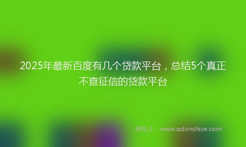 2025年最新百度有几个贷款平台，总结5个真正不查征信的贷款平台