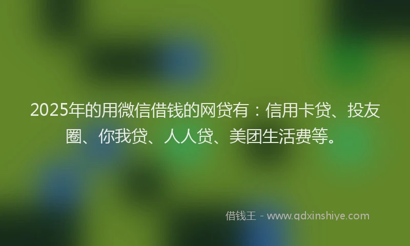 2025年的用微信借钱的网贷有：信用卡贷、投友圈、你我贷、人人贷、美团生活费等。