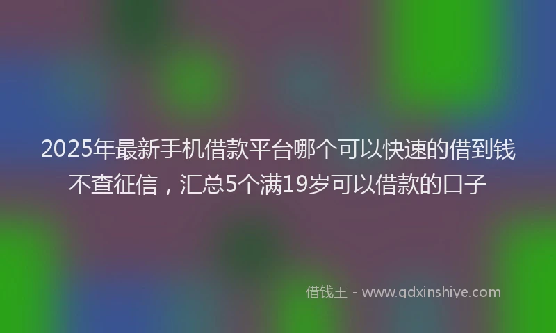 2025年最新手机借款平台哪个可以快速的借到钱不查征信，汇总5个满19岁可以借款的口子