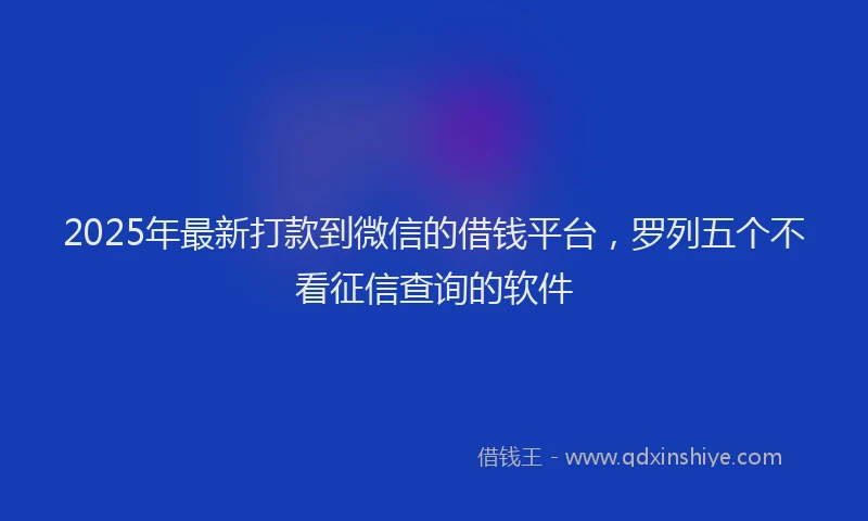 2025年最新打款到微信的借钱平台，罗列五个不看征信查询的软件