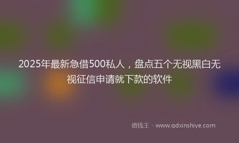 2025年最新急借500私人，盘点五个无视黑白无视征信申请就下款的软件