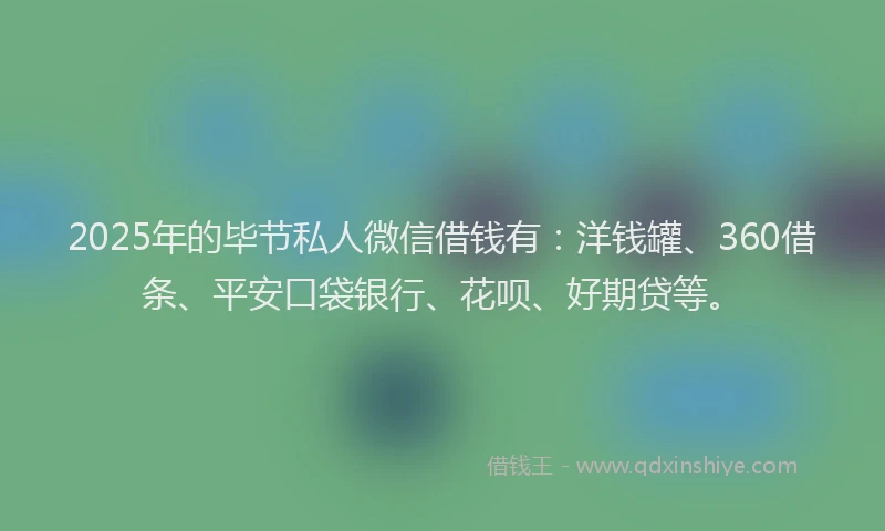 2025年的毕节私人微信借钱有：洋钱罐、360借条、平安口袋银行、花呗、好期贷等。