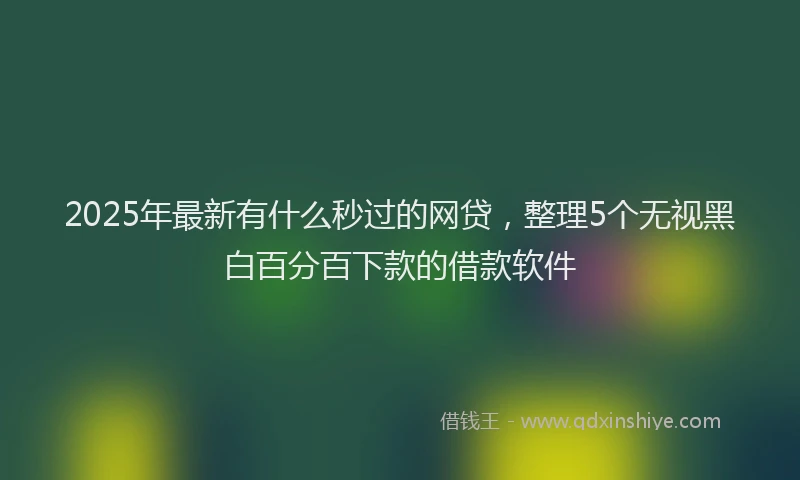 2025年最新有什么秒过的网贷，整理5个无视黑白百分百下款的借款软件
