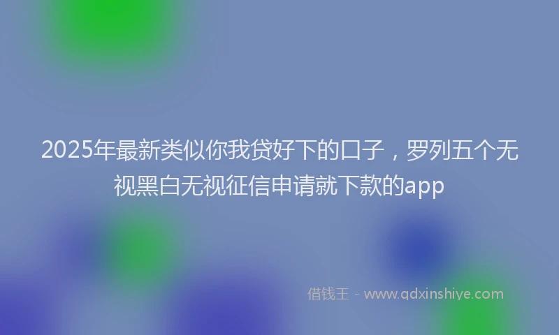 2025年最新类似你我贷好下的口子，罗列五个无视黑白无视征信申请就下款的app