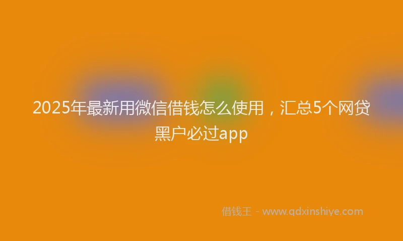 2025年最新用微信借钱怎么使用，汇总5个网贷黑户必过app
