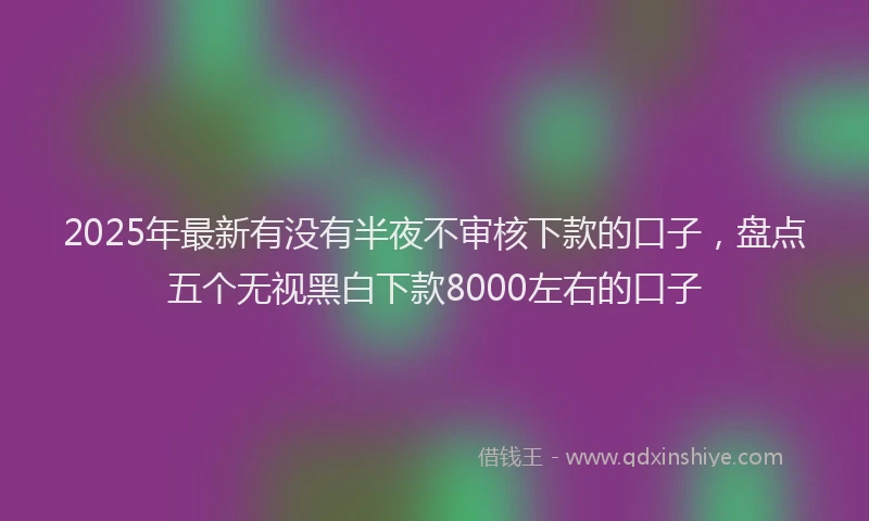2025年最新有没有半夜不审核下款的口子，盘点五个无视黑白下款8000左右的口子