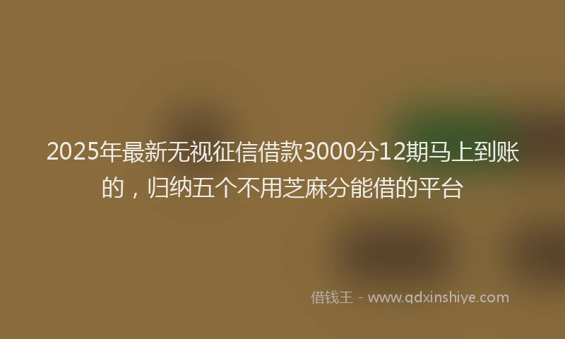 2025年最新无视征信借款3000分12期马上到账的，归纳五个不用芝麻分能借的平台