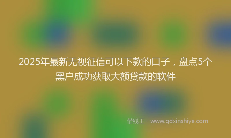 2025年最新无视征信可以下款的口子，盘点5个黑户成功获取大额贷款的软件