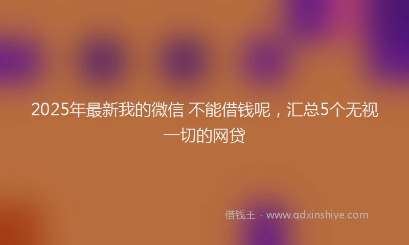2025年最新我的微信 不能借钱呢，汇总5个无视一切的网贷