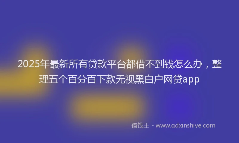 2025年最新所有贷款平台都借不到钱怎么办，整理五个百分百下款无视黑白户网贷app