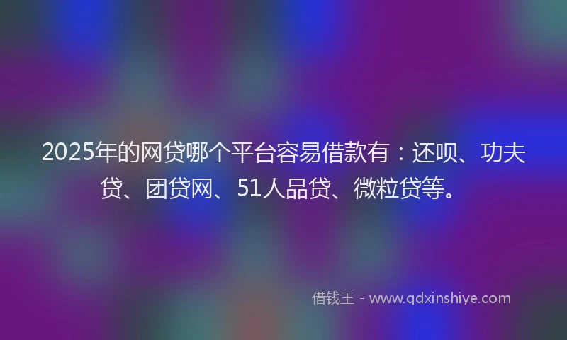 2025年的网贷哪个平台容易借款有:还呗、功夫贷、团贷网、51人品贷、微粒贷等。