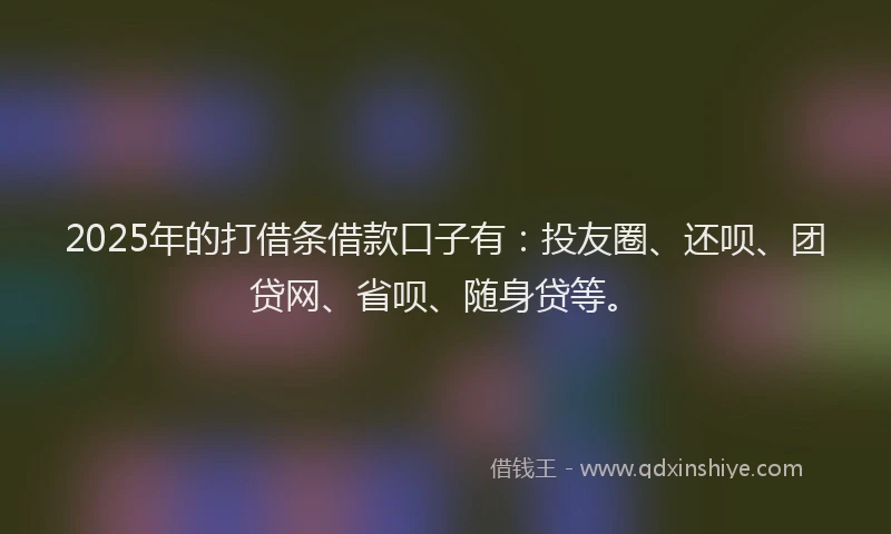 2025年的打借条借款口子有：投友圈、还呗、团贷网、省呗、随身贷等。