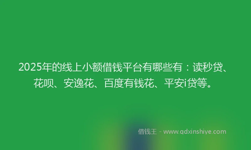 2025年的线上小额借钱平台有哪些有：读秒贷、花呗、安逸花、百度有钱花、平安i贷等。