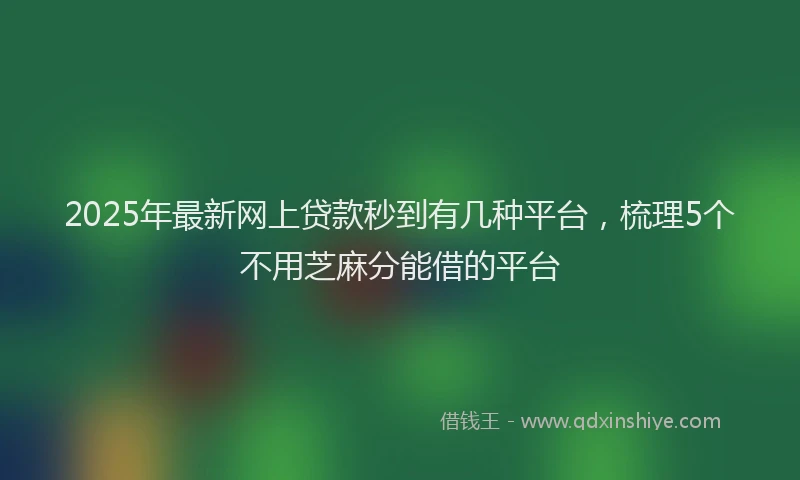 2025年最新网上贷款秒到有几种平台，梳理5个不用芝麻分能借的平台