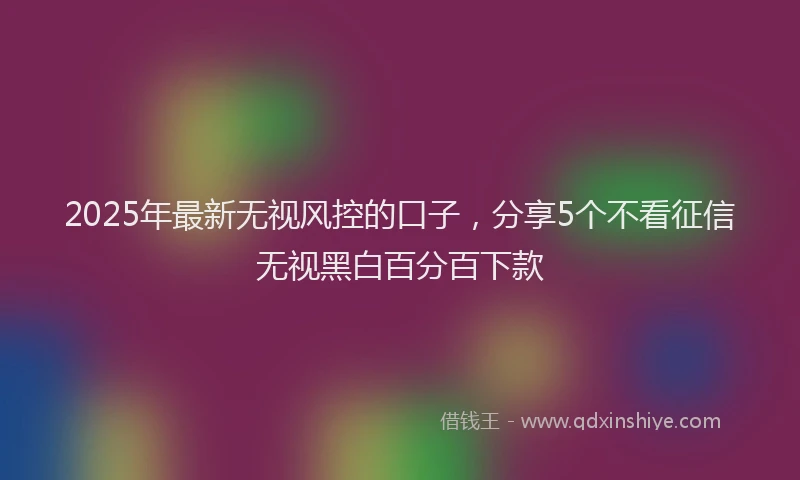2025年最新无视风控的口子，分享5个不看征信无视黑白百分百下款