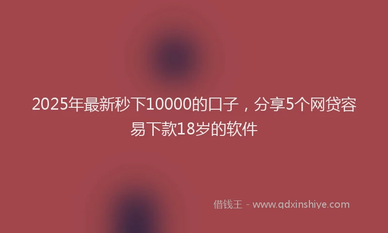 2025年最新秒下10000的口子，分享5个网贷容易下款18岁的软件