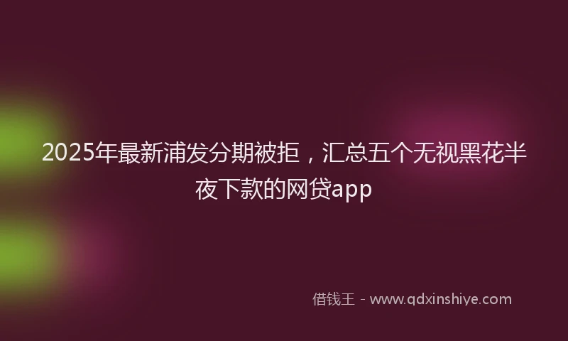 2025年最新浦发分期被拒，汇总五个无视黑花半夜下款的网贷app