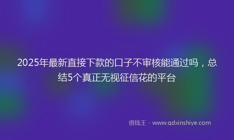 2025年最新直接下款的口子不审核能通过吗，总结5个真正无视征信花的平台