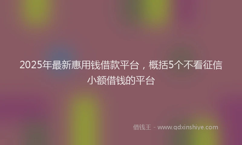 2025年最新惠用钱借款平台，概括5个不看征信小额借钱的平台