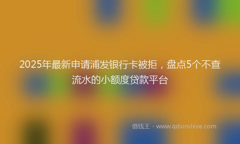 2025年最新申请浦发银行卡被拒，盘点5个不查流水的小额度贷款平台
