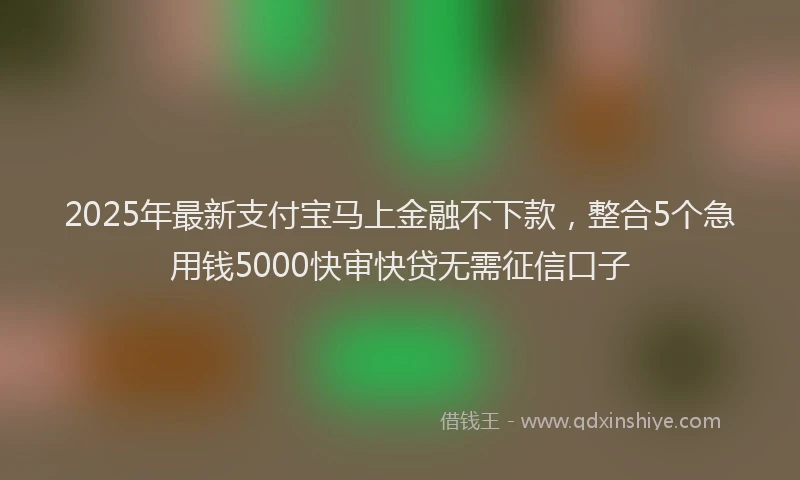 2025年最新支付宝马上金融不下款，整合5个急用钱5000快审快贷无需征信口子