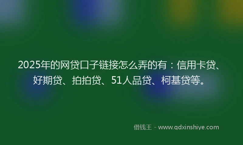 2025年的网贷口子链接怎么弄的有：信用卡贷、好期贷、拍拍贷、51人品贷、柯基贷等。