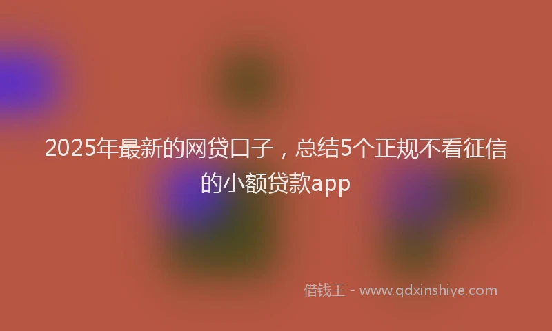 2025年最新的网贷口子，总结5个正规不看征信的小额贷款app