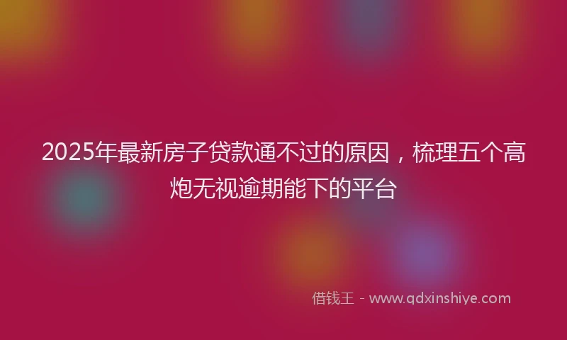 2025年最新房子贷款通不过的原因，梳理五个高炮无视逾期能下的平台