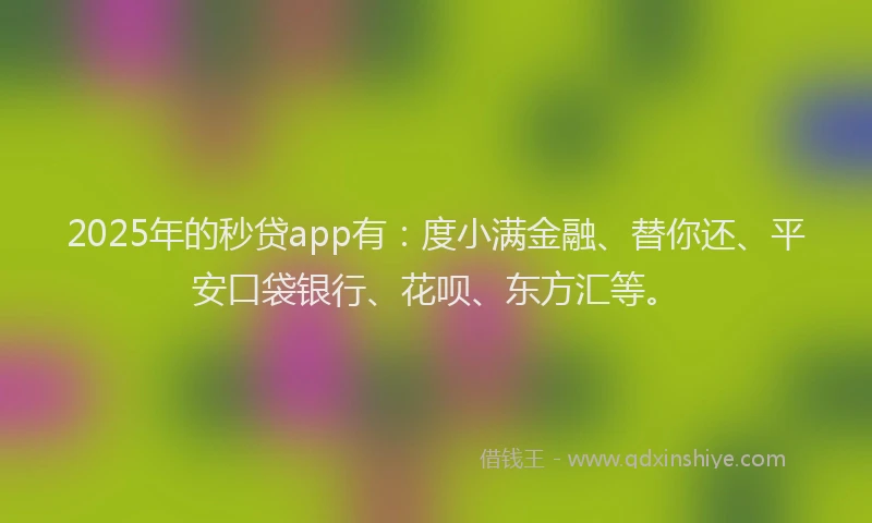 2025年的秒贷app有：度小满金融、替你还、平安口袋银行、花呗、东方汇等。
