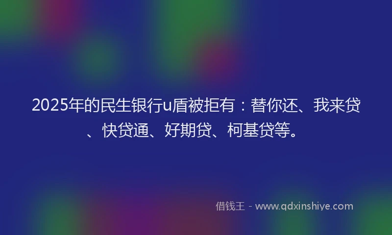 2025年的民生银行u盾被拒有：替你还、我来贷、快贷通、好期贷、柯基贷等。