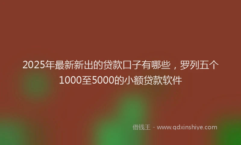 2025年最新新出的贷款口子有哪些，罗列五个1000至5000的小额贷款软件