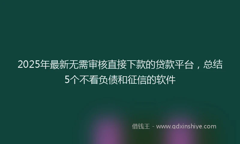 2025年最新无需审核直接下款的贷款平台，总结5个不看负债和征信的软件