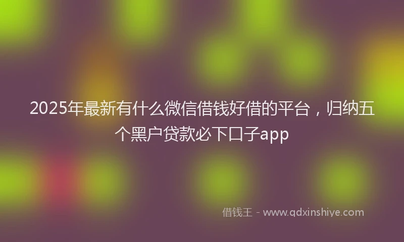 2025年最新有什么微信借钱好借的平台，归纳五个黑户贷款必下口子app