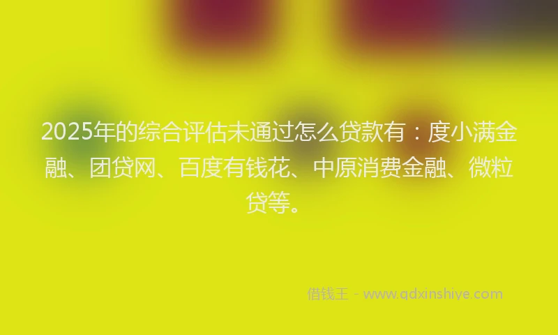 2025年的综合评估未通过怎么贷款有：度小满金融、团贷网、百度有钱花、中原消费金融、微粒贷等。